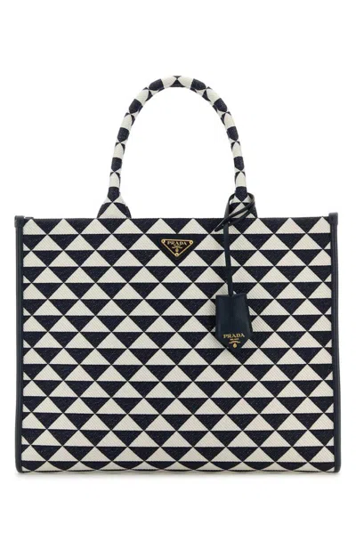 Prada Symbole Jacquard Triangle Tote Bag In Multi