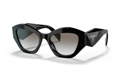 Pre-owned Prada Symbole Logo Irregular Sunglasses Black/silver (spr07y 1ab-0a7)