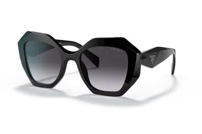 Pre-owned Prada Symbole Logo Irregular Sunglasses Black/silver (spr16w 1ab-5d1)