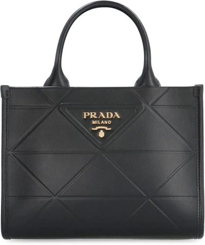 Prada Symbole Logo Printed Mini Top Handle Bag In Black