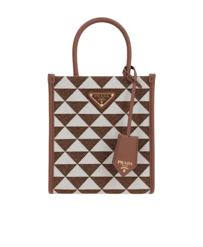 Prada Symbole Logo Shoulder Bag In Brown