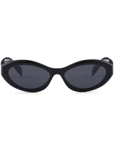 Prada Symbole Oval-frame Sunglasses In Black
