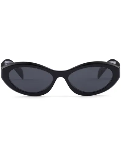 Prada Symbole Oval-frame Sunglasses In Black