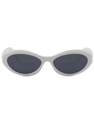 Prada Symbole Oval-frame Sunglasses In White