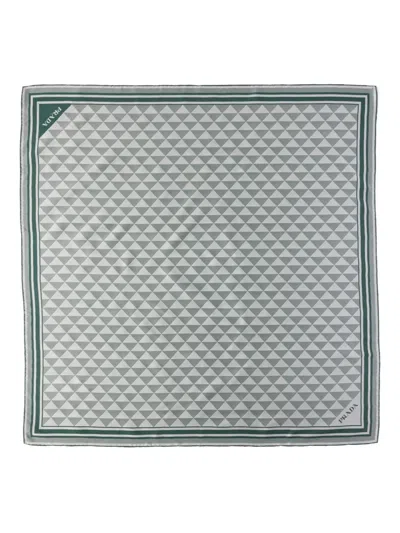 Prada Symbole-pattern Silk Scarf In Neutral