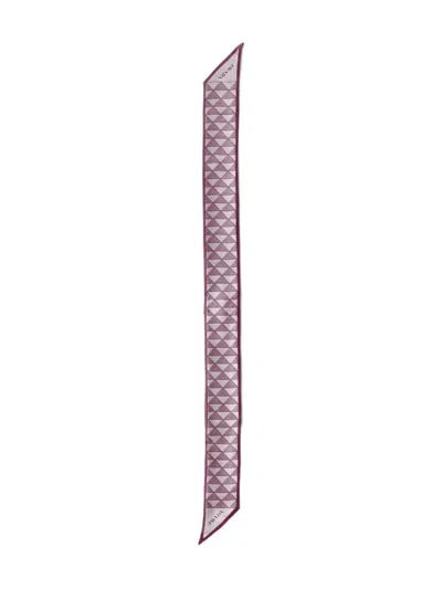 Prada Silk Triangle Print Skinny Scarf In Purple