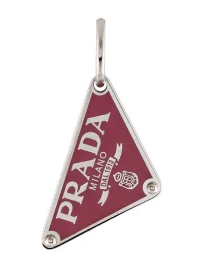 Pre-owned Prada Symbole Pendant Left Earring In Pink