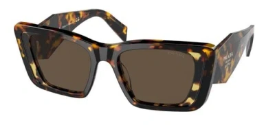 Pre-owned Prada Symbole Pr 08ys 01v-8c1 Honey Havana Brown Lens Women Sunglasses