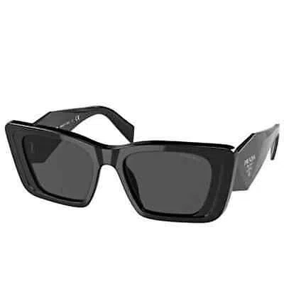 Pre-owned Prada Symbole Pr 08ys 1ab5so Black Silver Grey Lens Women Sunglasses In Gray