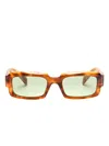 Prada Symbole Rectangle-frame Sunglasses In Brown