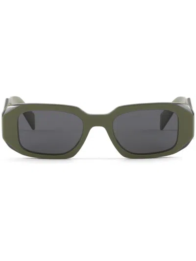 Prada Symbole Rectangle-frame Sunglasses In Green