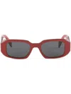 Prada Womens Orange Pr 17ws Rectangular-frame Acetate Sunglasses In Red