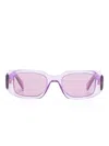 Prada Symbole Rectangle-frame Sunglasses In Violett