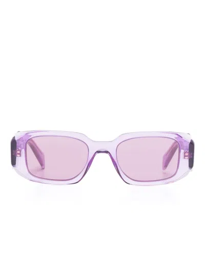 Prada Symbole Rectangle-frame Sunglasses In Violett