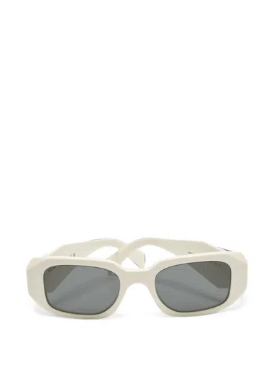 Pre-owned Prada Symbole Rectangle-frame Sunglasses In White