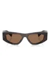 Prada Symbole Rectangular-frame Sunglasses In Brown