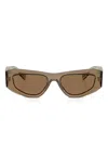 Prada Symbole Rectangular-frame Sunglasses In Brown