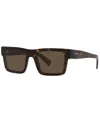Prada Symbole Rectangular Men's Sunglasses, Pr 19ws In Tortoise,dark Brown