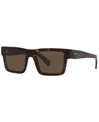 Prada Symbole Rectangular Men's Sunglasses, Pr 19ws In Tortoise,dark Brown