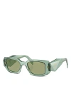 Prada Symbole Rectangular Sunglasses, 49mm In Green/green Solid