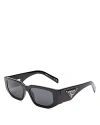 Prada Symbole Rectangular Sunglasses, 54mm In Black/black Solid