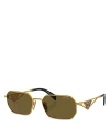 Prada Symbole Rectangular Sunglasses, 58mm In Gold/brown Solid