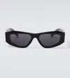Prada Symbole Rectangular Sunglasses In Black
