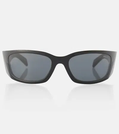 Prada Symbole Rectangular Sunglasses In Black