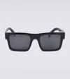 Prada Square-frame Logo-engraved Sunglasses In Black/black