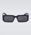 Prada Symbole Rectangular Sunglasses In Black/black
