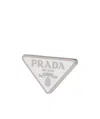 Prada Womens White Symbole Enamelled 925 Sterling Silver Clip-on Earring In White