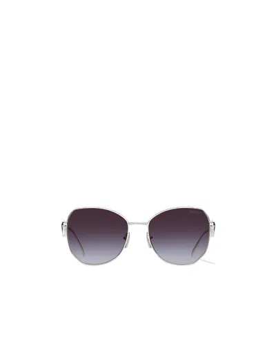 Prada Womens Silver Pr 57ys Aviator Steel And Polyamide Sunglasses
