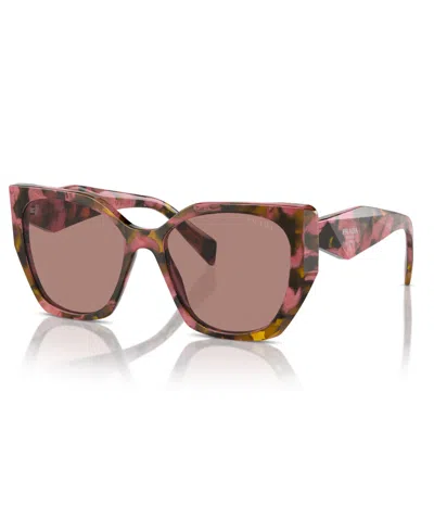 Prada Symbole Round Women's Sunglasses, Pr 19zs In Tortoise Cognac Begonia