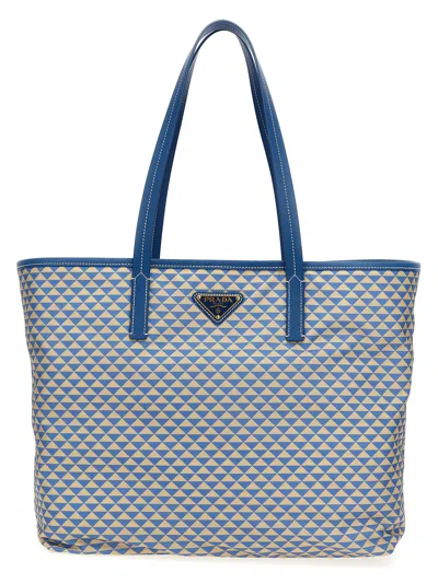 Prada Light Blue Bag In Printed Re-nylon In Multi