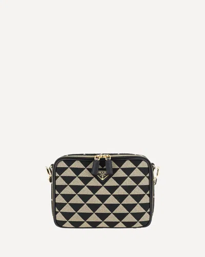 Prada Symbole Shoulder Bag In Nero+corda