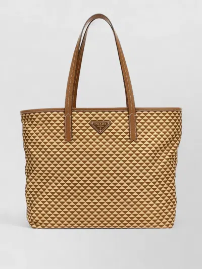 Prada Symbole Shoulder Shopping Bag Tria Fabric In Brown