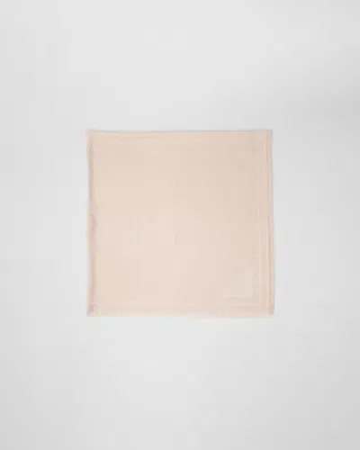 Prada Symbole Silk And Wool Jacquard Shawl In Ivory