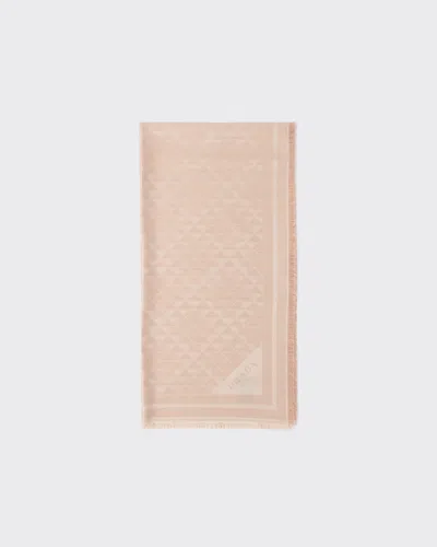 PRADA SYMBOLE SILK AND WOOL JACQUARD SHAWL