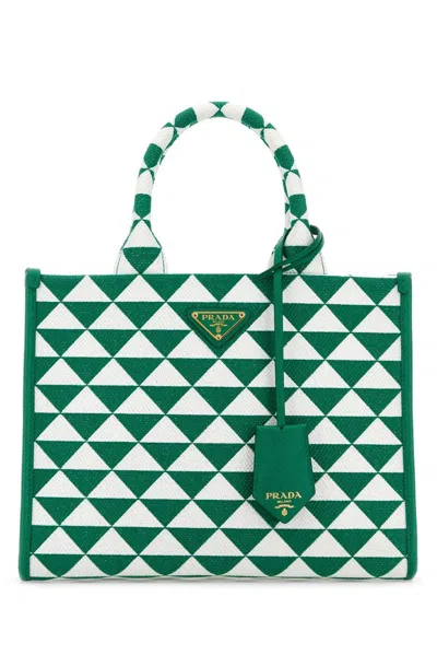 Prada Small Geometric Pattern Shopping Bag With Top Handles In Multi