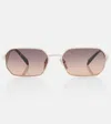 Prada Narrow Rectangular Sunglasses In Black