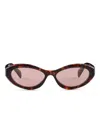 Prada Womens Brown Pr 26zs Oval-frame Acetate Sunglasses In Brown