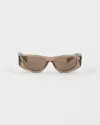 Prada Symbole Rectangular-frame Sunglasses In Brown