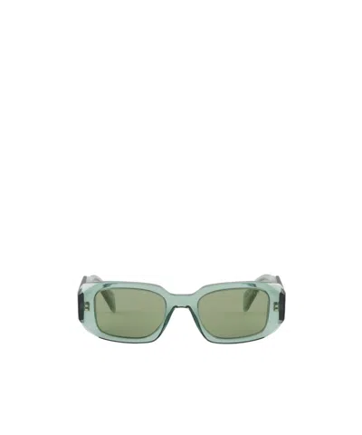 Prada Womens Green Pr A25s Rectangle-frame Acetate Sunglasses