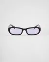 Prada 53mm Rectangular Sunglasses In Lavendelfarbene Gläser
