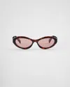 Prada Pr 26zs 17n60b 55mm Womens Oval Sunglasses In Mahoghany Lenses