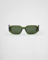 Prada Runway 49mm Rectangular Sunglasses In Military Green Lenses