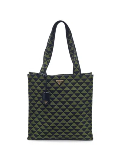 Pre-owned Prada Symbole Tote Bag In Green