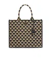 Prada Large Symbole Embroidered Tote Bag In Black/beige