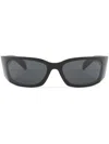 Prada Symbole Wraparound-frame Sunglasses In Black