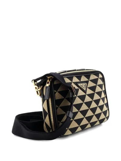 Pre-owned Prada Symbole Zip Around Shoulder Bag Jacquard Crossbody Bag In Multi